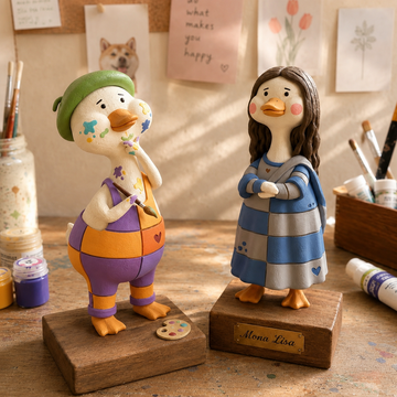 The Little Painter & Mona Lisuck – Handmade Clay Figurine Set