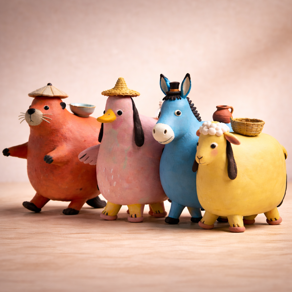 Handmade Clay Animal Figurines – Cute Farm Friends