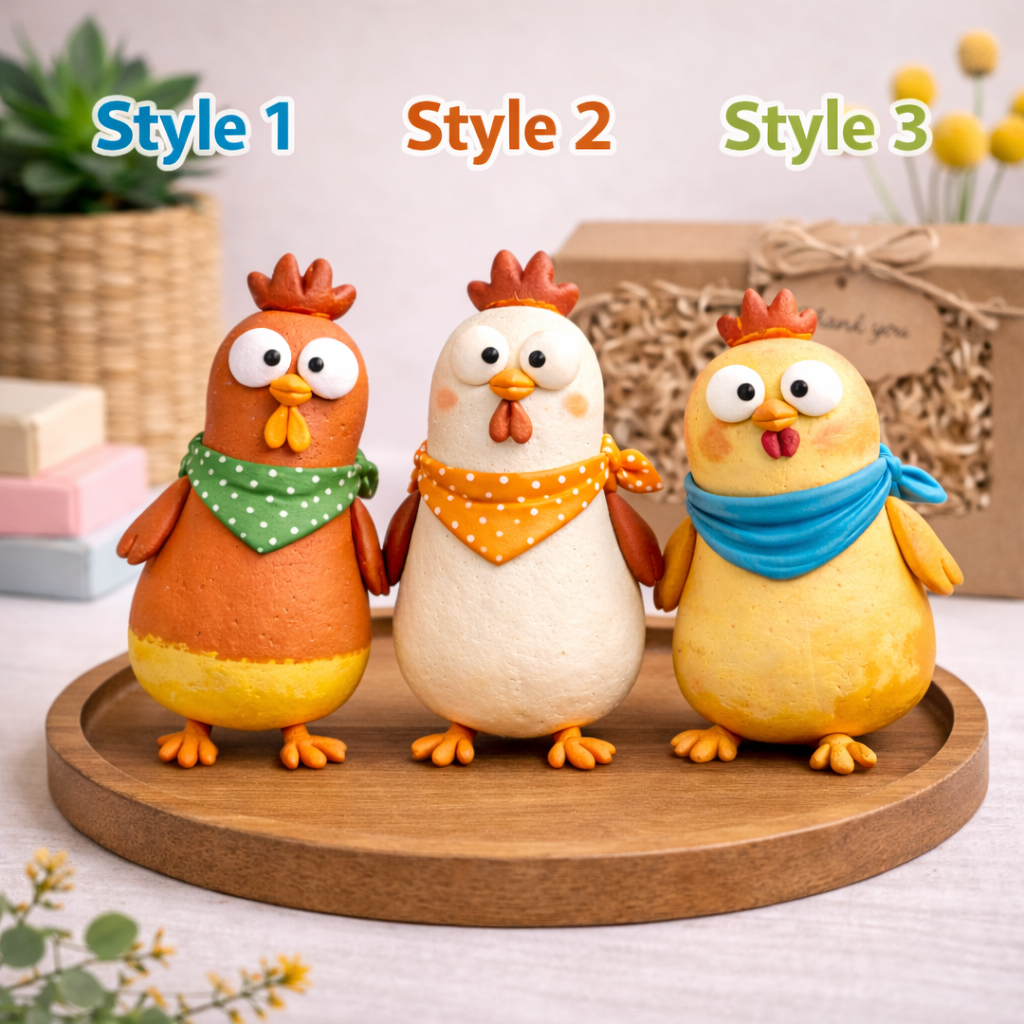 Cute Handmade Clay Chicken Figurines – 3 Styles F
