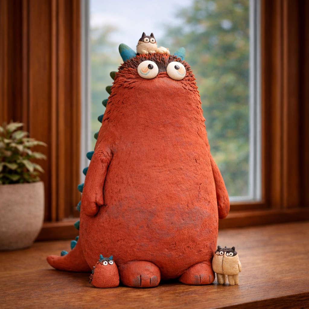 Puff Monster – Mini Handmade Desk Companion