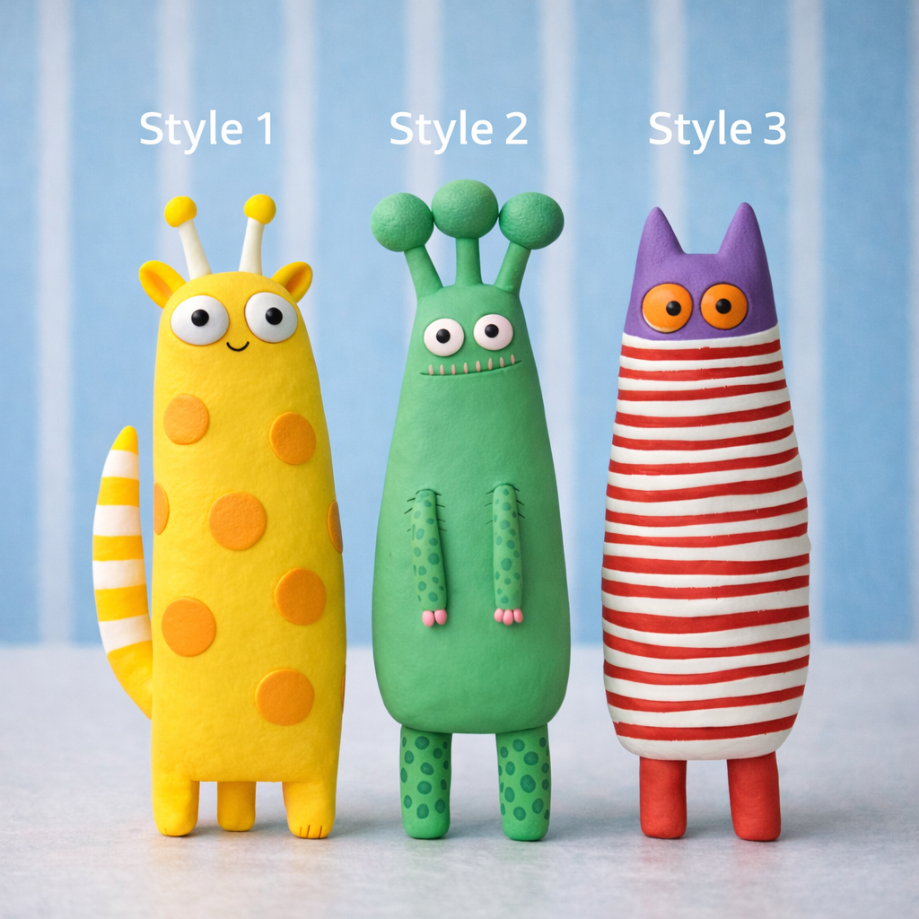 Nibble Cat Family – Whimsical Mini Clay Creatures