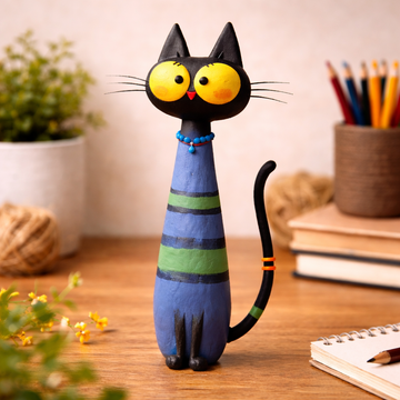 The "Blue Joy" Striped Cat – A Tiny Soul for Your Workspace