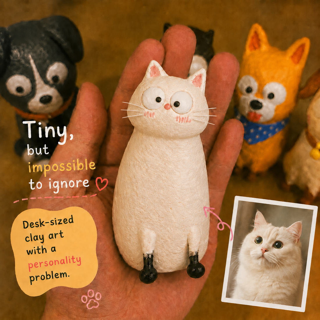 Custom Judgmental Cat Figurine – Handmade From Your Cat’s Photo